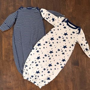 Hanna Anderson set of two footless pjs /onesies blue with Stars and Stripes